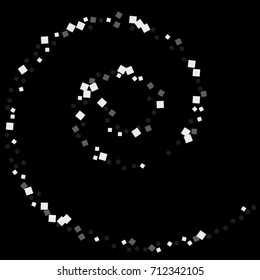 Silver tinsel texture on a black background. Color of silver shining particles. Celebratory background. Silver explosion of confetti. Vector illustration. EPS 10.