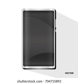 Silver titanium Smart phone full screen without borders. on isolated white background.vector illustration