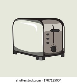 Silver toaster vector on silver background