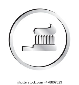 Silver Toothbrush with Toothpaste Icon