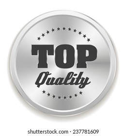 Silver top quality badge on white background