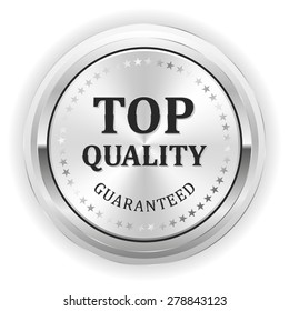 Silver top quality badge on white background