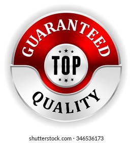 Silver Top Quality Badge With Red Border On White Background