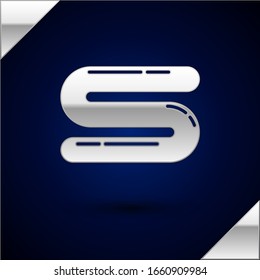 Silver Towel icon isolated on dark blue background.  Vector Illustration