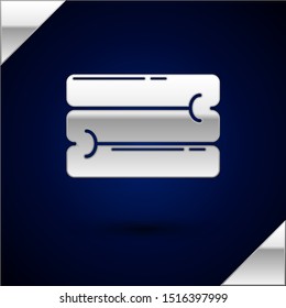 Silver Towel stack icon isolated on dark blue background.  Vector Illustration
