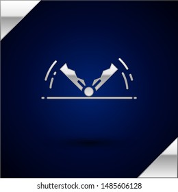 Silver Trap hunting icon isolated on dark blue background.  Vector Illustration
