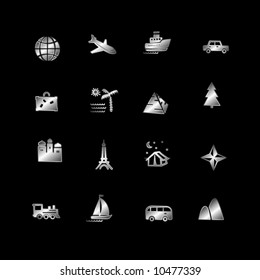 Silver travel icons