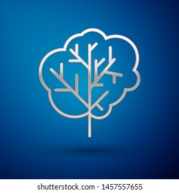 Silver Tree icon isolated on blue background. Forest symbol.  Vector Illustration