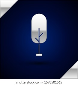 Silver Tree icon isolated on dark blue background. Forest symbol.  Vector Illustration