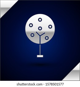 Silver Tree icon isolated on dark blue background. Forest symbol.  Vector Illustration