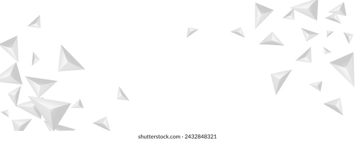 Silver Triangle Background White Vector. Shard Technology Backdrop. Grizzly Clean Banner. Pyramid Concept. Greyscale Origami Card.
