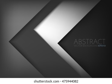 Silver triangle vector background arrow angle paper layer overlap on space for text and message artwork background design