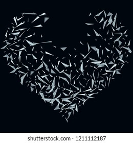 Silver triangles, fragments not a dark background The idea of design of wallpaper, packaging, banner, cover, tile, printing, advertising