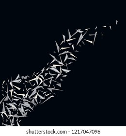 Silver triangles, fragments not a dark background The idea of a festive design of wallpaper, packaging, banner, cover, tile, printing, advertising