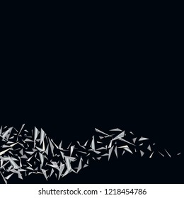 Silver triangles, fragments not a dark background Bright background for wallpaper, packaging, banner, covers, tiles, printing, advertising