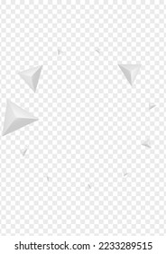 Silver Triangular Background Transparent Vector. Origami Decorative Design. Gray Realistic Card. Fractal Modern. Grizzly Shard Banner.