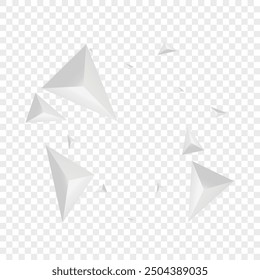 Silver Triangular Background Transparent Vector. Fractal Isolated Backdrop. Hoar Cover Texture. Triangle Gradient. Grizzly Origami Banner.
