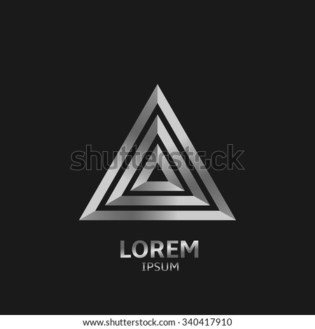 Silver Triangular logo template, abstract delta sign. Vector illustration