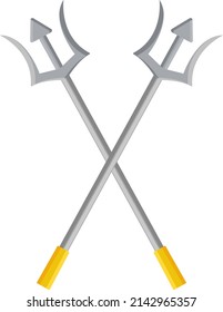Triden plateado, ilustración, vector sobre fondo blanco.