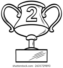Silver Trophy #2 Award Outline Illustration Drawing Vector
