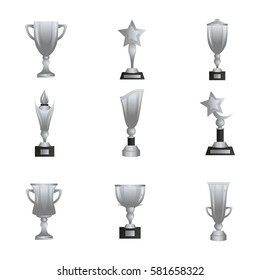 Silver trophy cup icon for web and mobile design