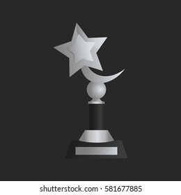 Silver trophy cup icon for web and mobile design
