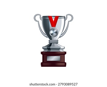 Silver trophy cup isolated on white background three dimensional rendering for winner award achievement success competition recognition concept