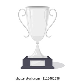 Silver trophy cup. Shiny silver winner cup. 