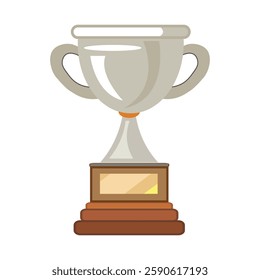 Silver trophy icons on white background. Winner trophy icon vector collection. Champion trophy cup in flat style. Vector illustration.
