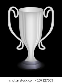 Silver trophy on black, vector, 10eps.