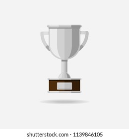 Silver trophy on a gray background. Vector illustration. Flat design for business financial marketing banking advertising web concept cartoon illustration.