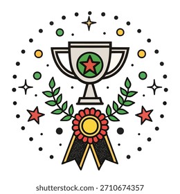 Prata Troféu com Rosette e Laurel grinalda Palavras-chave: troféu, prêmio, vencedor, prata, estrela