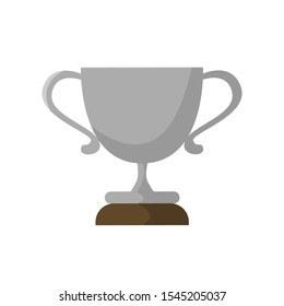 Silver Trophy. vector Illustration. 2nd place victory symbol