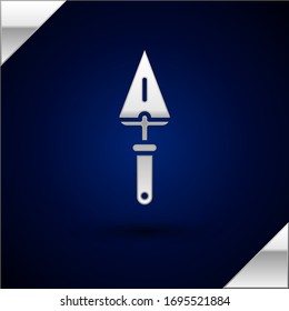 Silver Trowel icon isolated on dark blue background.  Vector Illustration