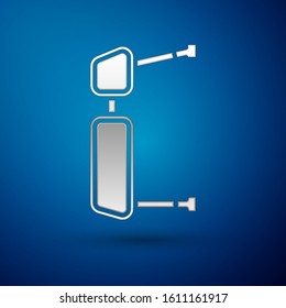Silver Truck side mirror icon isolated on blue background.  Vector Illustration