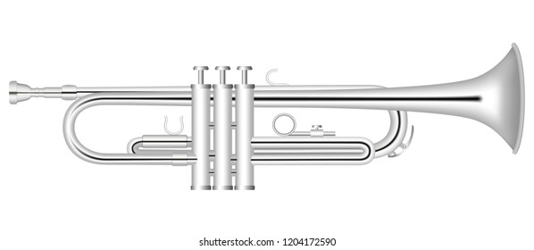 Silver trumpet icon. Realistic illustration of silver trumpet vector icon for web design