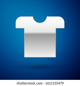 Silver T-shirt icon isolated on blue background.  Vector Illustration