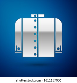 Silver T-shirt icon isolated on blue background.  Vector Illustration