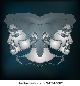 Silver twins, zodiac Gemini sign for astrological predestination and horoscope