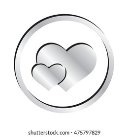 Silver Two Hearts Icon