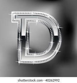 Tipo de letra plateado. Letra brillante del alfabeto D
