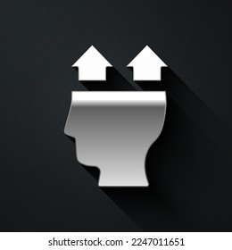 Usuario plateado del icono del hombre aislado en el fondo negro. Icono de perfil de usuario de símbolo de avatar comercial. Firma de usuario masculino. Estilo de sombra larga. Vector