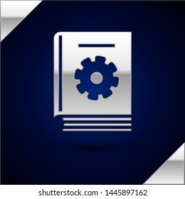 Silver User manual icon isolated on dark blue background. User guide book. Instruction sign. Read before use.  Vector Illustration
