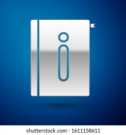 Silver User manual icon isolated on blue background. User guide book. Instruction sign. Read before use.  Vector Illustration