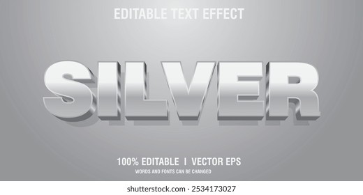 silver vector 3d text effect with modern style design