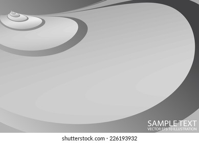 Silver vector abstract background illustration - Metallic curved circular vector design  template