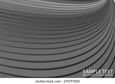 Silver vector abstract curved lines design template - Vector arcs silver striped  background illustration