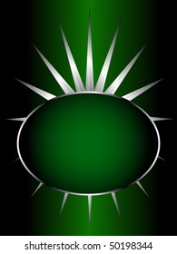 A silver vector background illustration with an ornate silver design on a dark green backdrop with text box