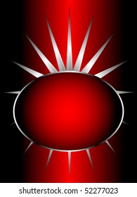 Ilustración de fondo de vector plateado con un diseño plateado ornamentado en un fondo graduado rojo con cuadro de texto