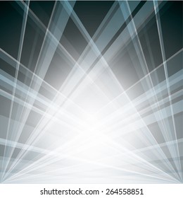 Silver Vector Background with light rays.